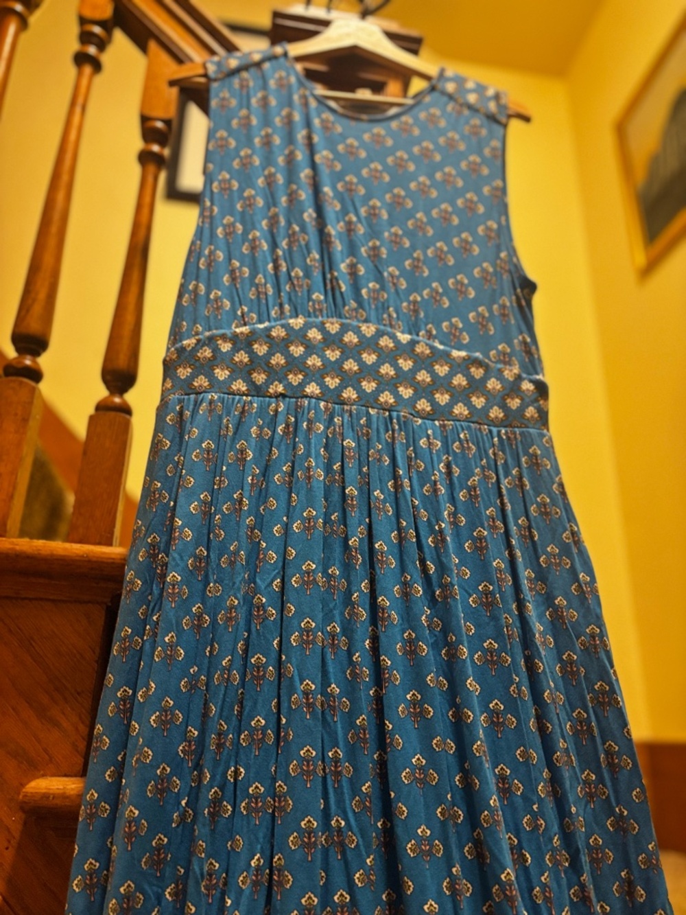 Boden Thea Sleeveless Midi Dress, Indigo Bunting Passion Stem Size 10R - Picture 7 of 9